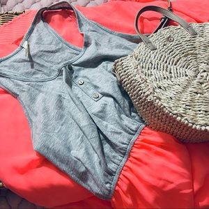 Summer maxi dress. Coral with a tank top and button detail